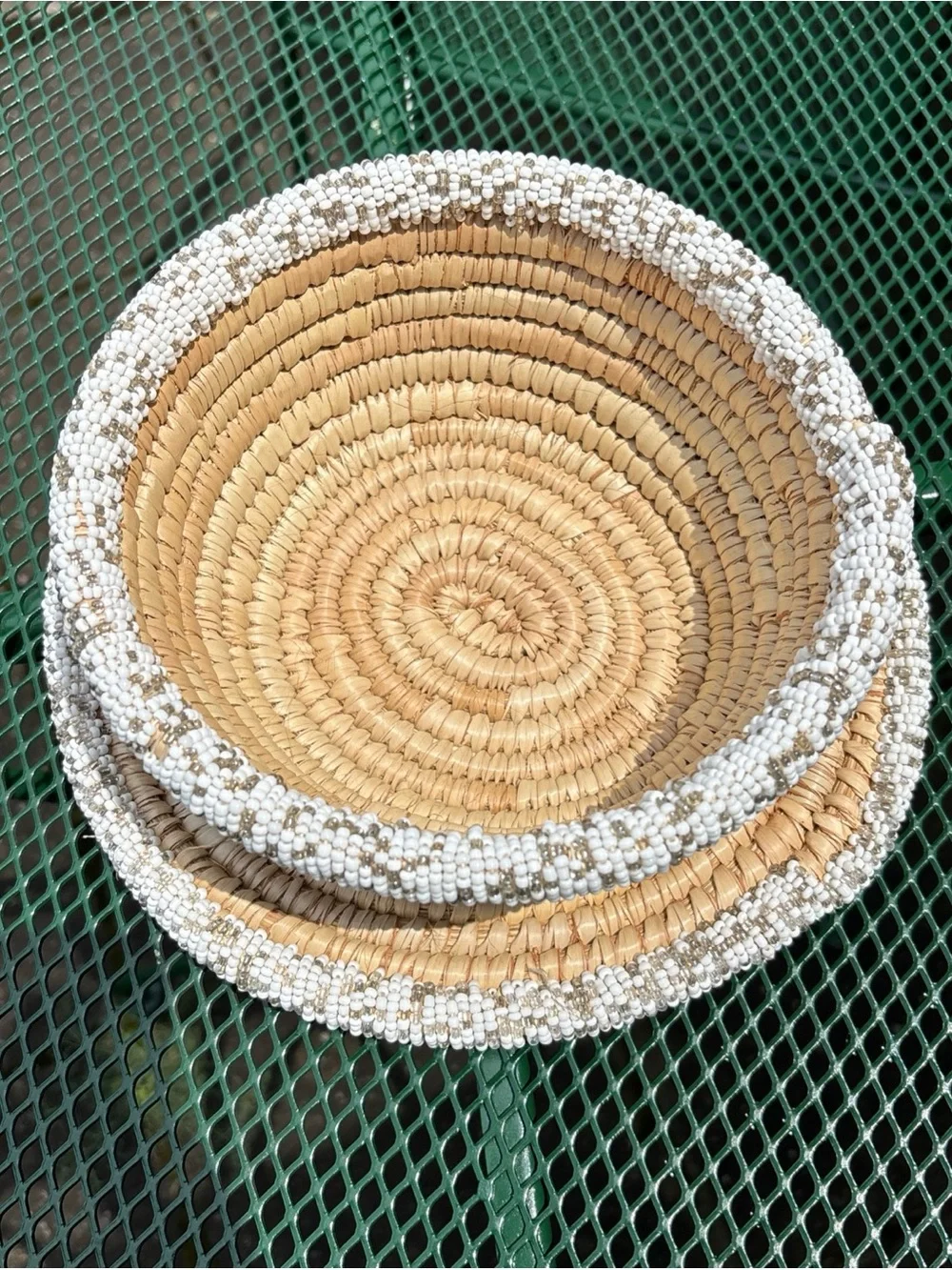 Sweetgrass Baskets (2) With White, Clear And Silver Beads